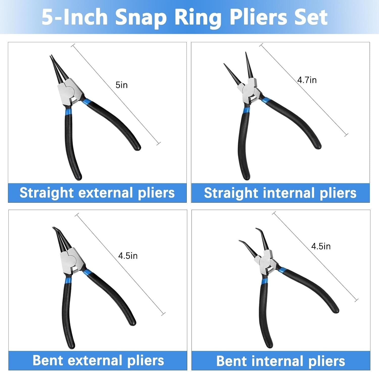 C-Clip and E-Clip Assortment Kit - 850Pcs Stainless Steel Snap Rings with Pliers