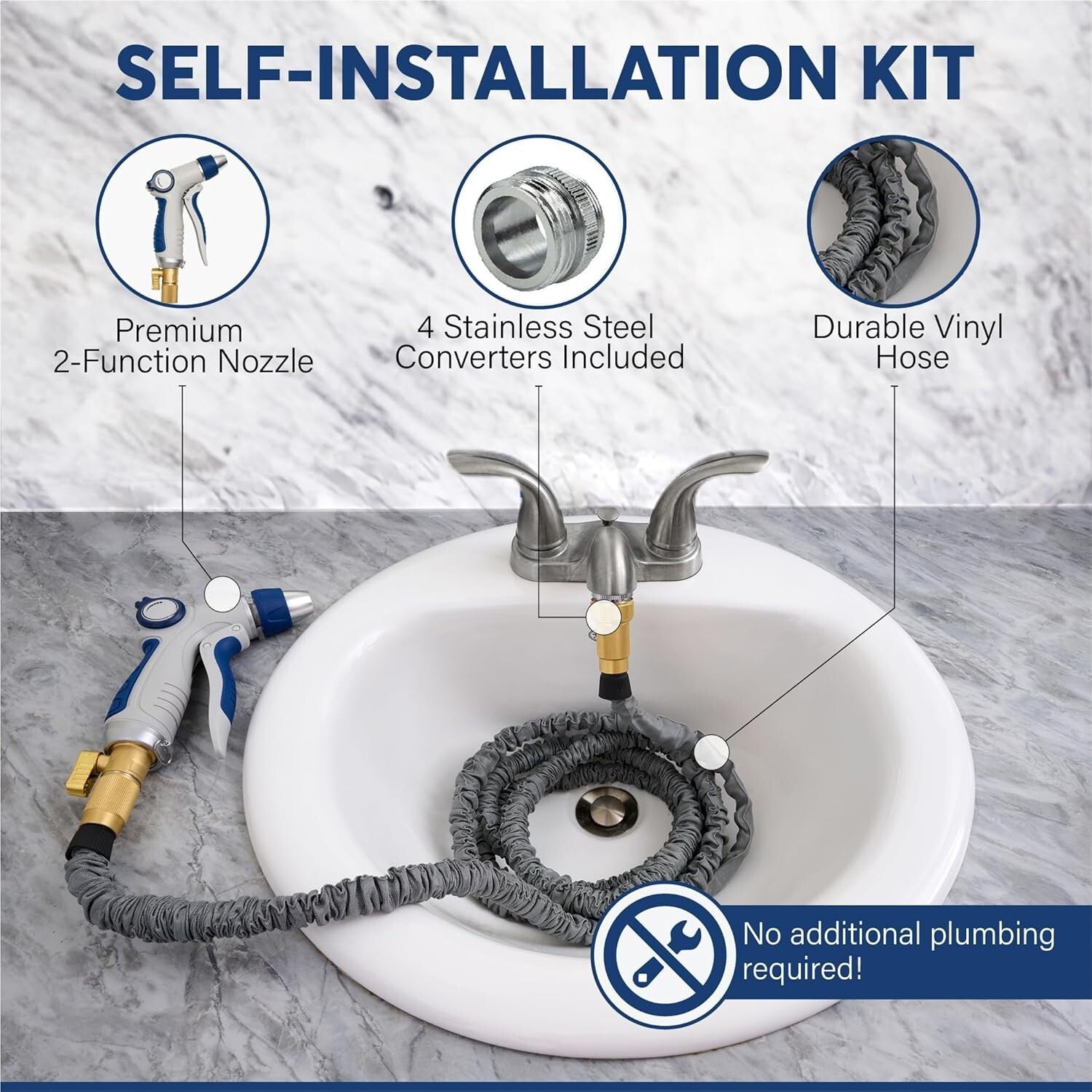 75 FT Indoor Sink Hose Attachment for Effortless Plant Watering & Cleaning