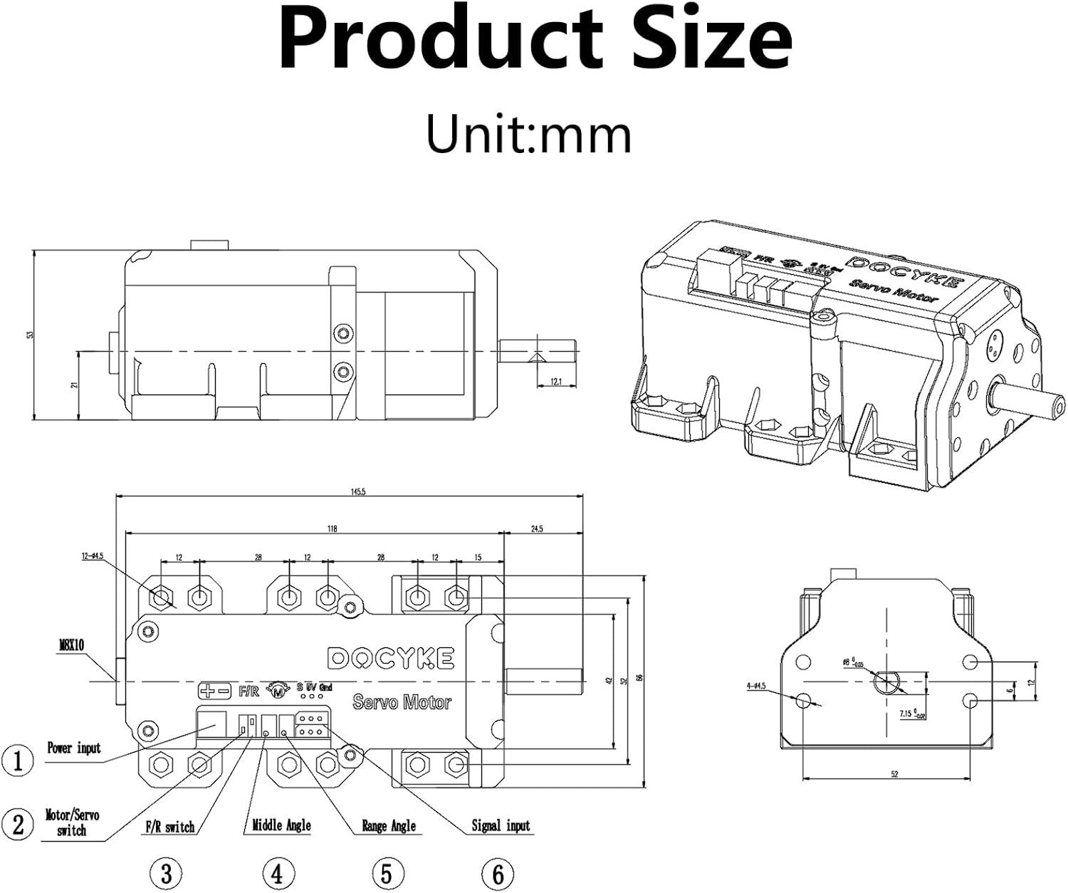 High Torque 350kg RC Servo - 2-in-1 Motor & Servo, 360° Precision Control