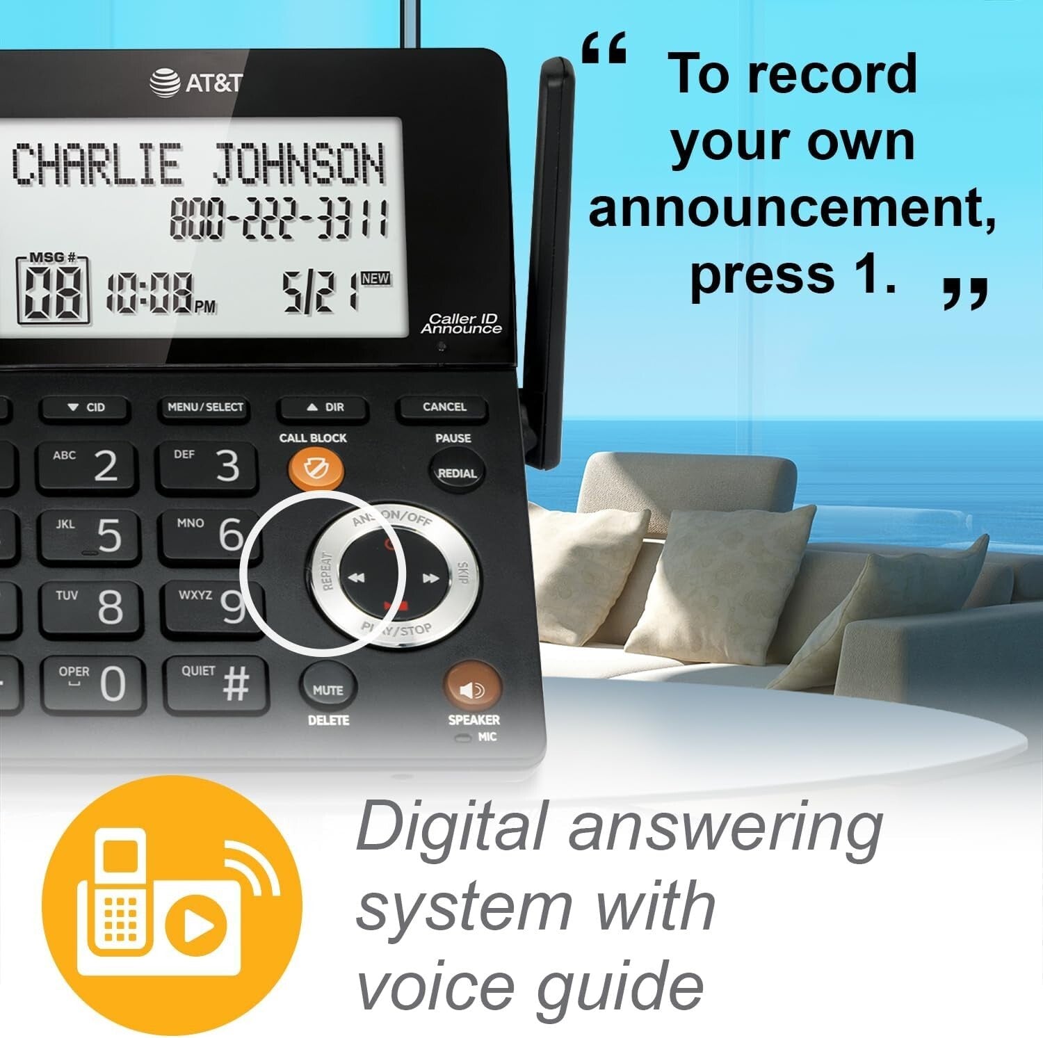 Dect 6.0 Expandable Phone Set with Digital Answering Machine & Intercom Feature