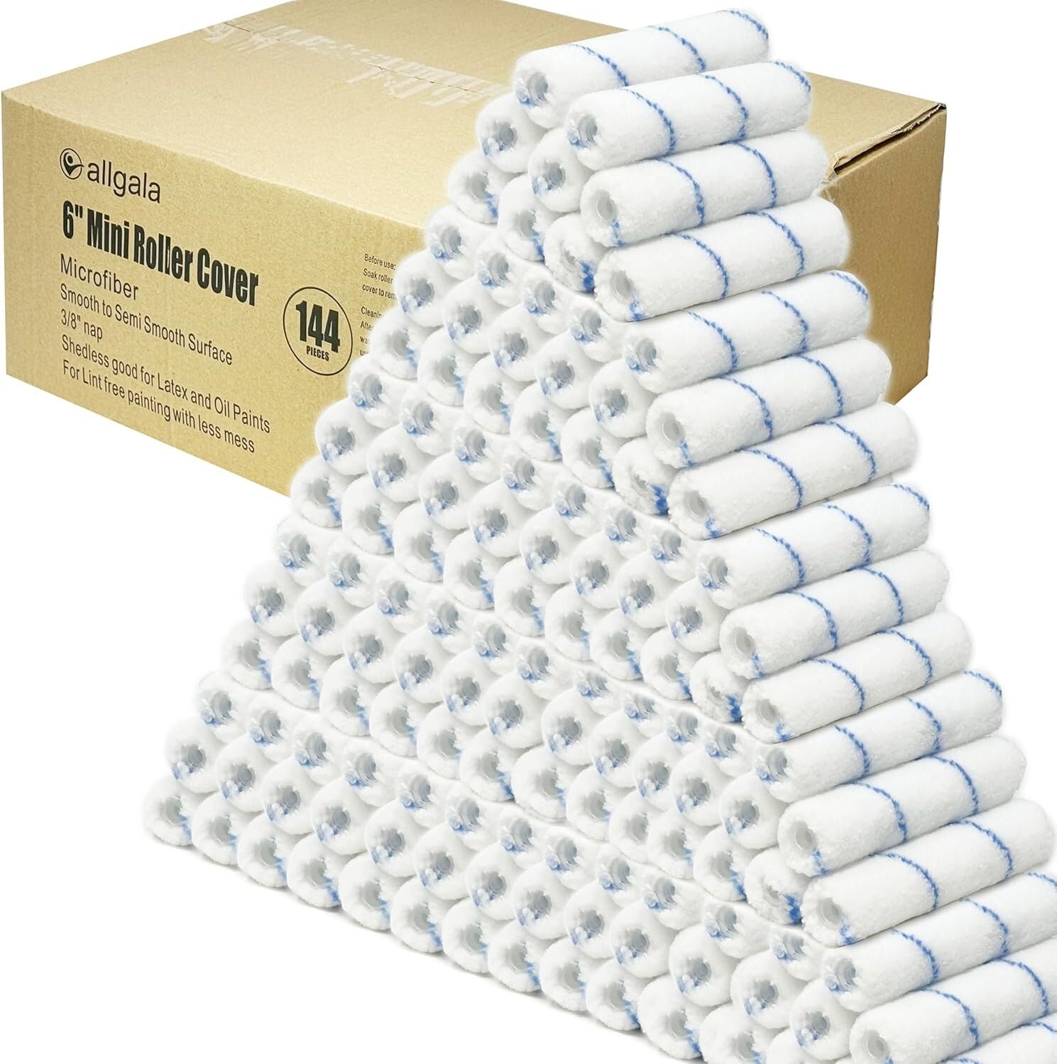 DIY-Friendly 6" Mini Paint Roller Covers Set - 144 Shedless Microfiber Rollers