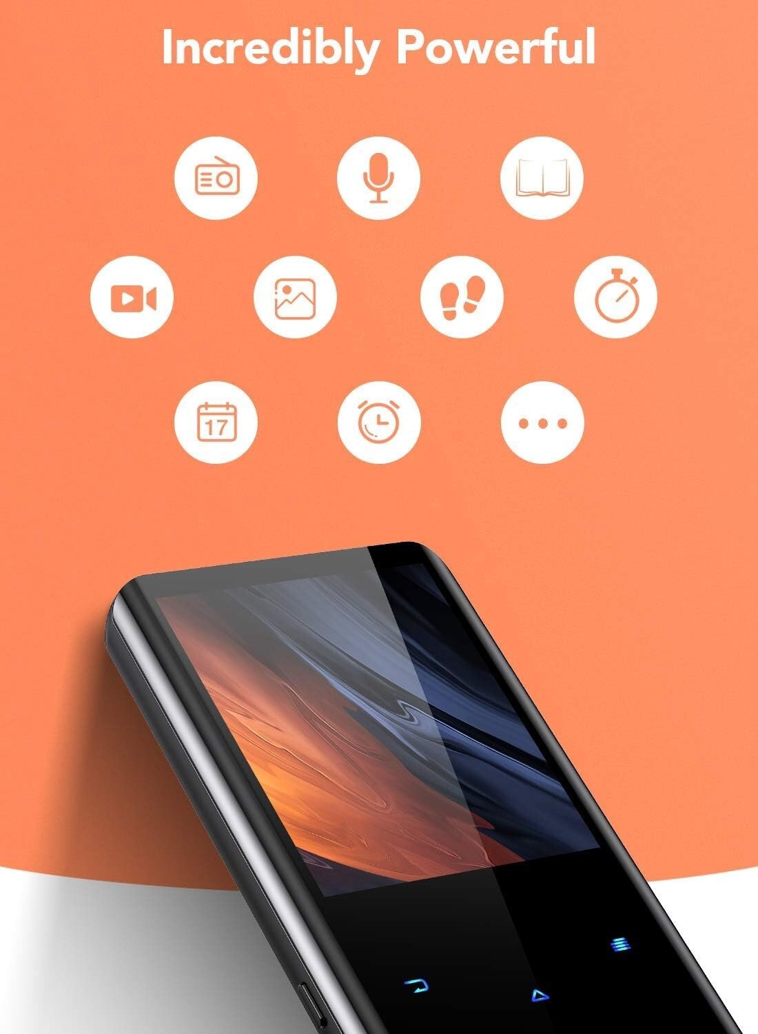 High-Capacity MP3 Player with Bluetooth, Built-in Speaker & FM Radio