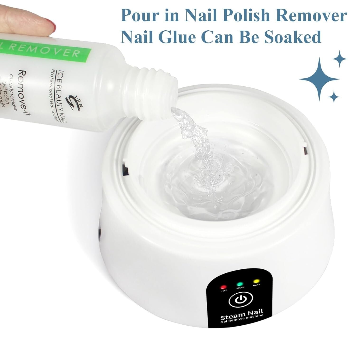 Electric Nail Soaking Bowl with Brush - Fast Gel Polish Remover, ISGR-01 Blue