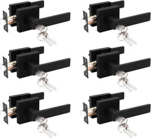Load image into Gallery viewer, 6 Pack Matte Black Keyed Alike Door Handles - Secure and Stylish Entry Solution