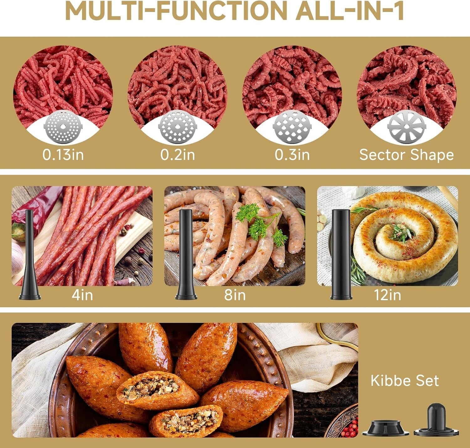 Durable 3000W Electric Meat Grinder with Organized Storage & Safety Features