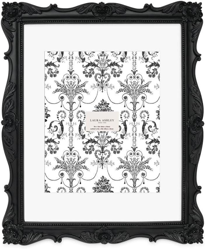 Elegant 11x14 Black Resin Frame with Floral Design - Portrait or Landscape