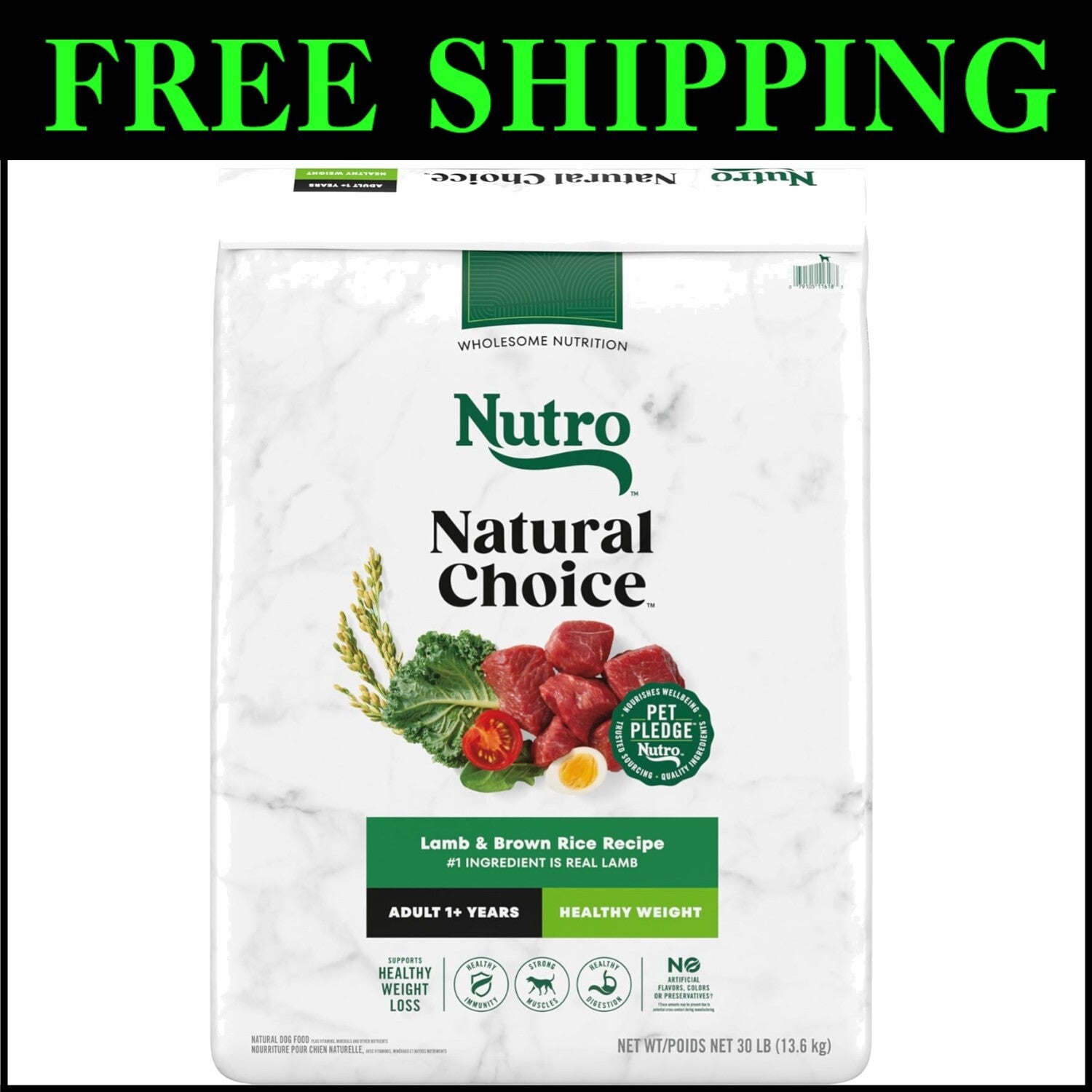 Nutro Natural Choice Healthy Weight Dry Dog Food - Lamb & Rice, 30 lbs. Bag