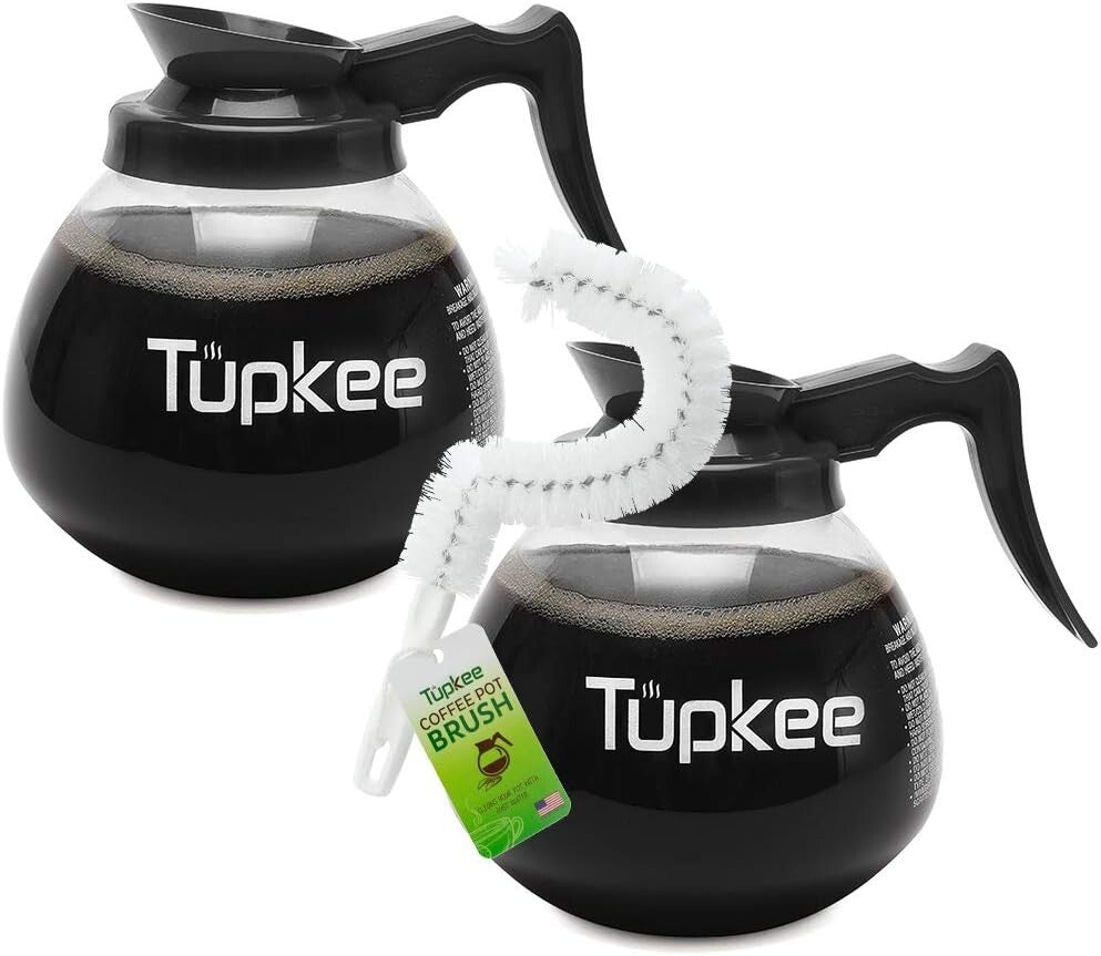 Ergonomic 12-Cup Coffee Decanter - Shatter-Resistant with Non-Scratch Brush