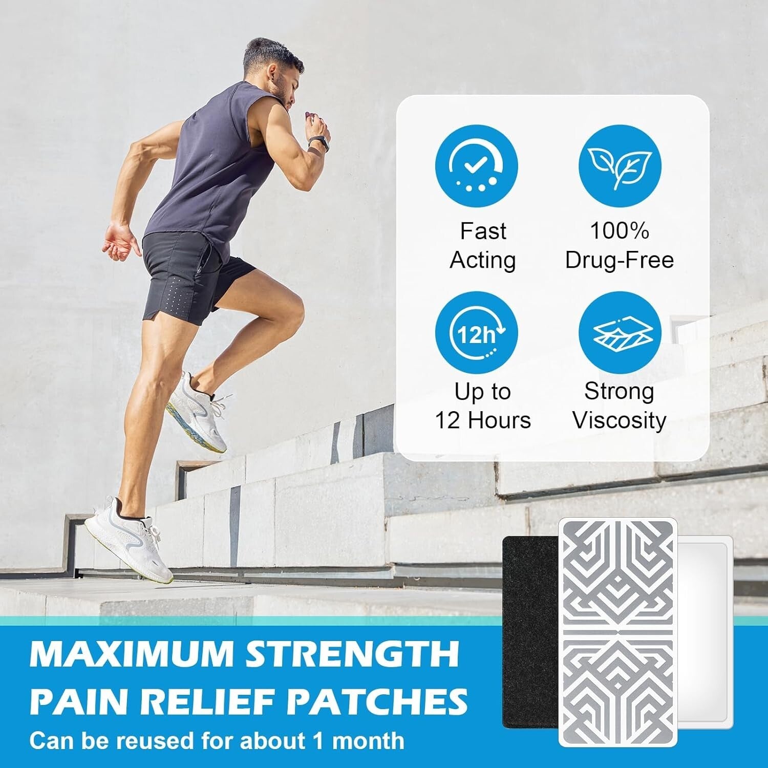 Reusable Pain Relief Patches - Fast-Acting, Drug-Free Solution for Sore Muscles