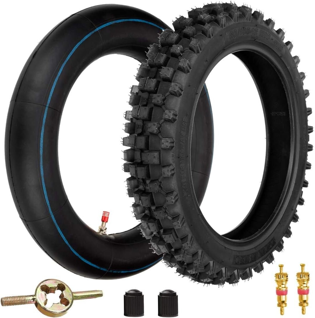 Durable 3.00-12 Off-Road Tire Set with Inner Tube for Pit Bikes & Dirt Rockets