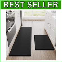 Load image into Gallery viewer, Stylish Non-Slip Kitchen Rugs, 17.3”x30” &amp; 17.3”x47” - Black Anti-Fatigue Set