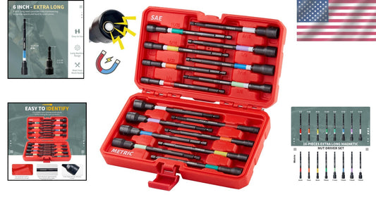 Durable 6-Inch Rainbow Magnetic Nut Driver Set – Ideal for Home & Auto Repairs