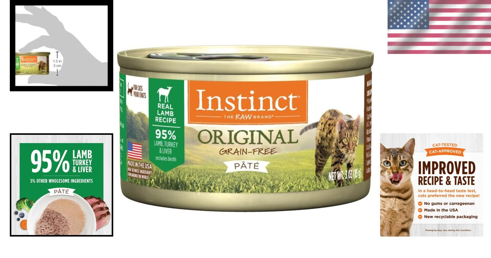 High Protein Grain-Free Cat Food - Original Lamb Pate, Pack of 24 Cans per 3 oz
