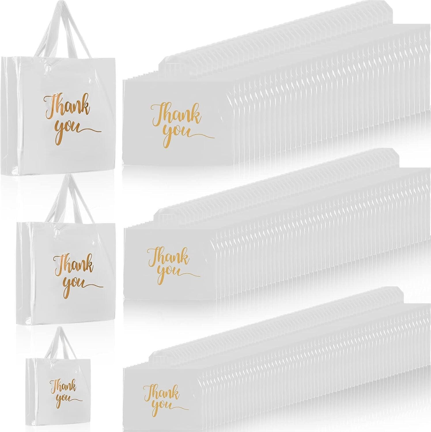 Versatile 200 Pcs White Thank You Bags - Sturdy, Stylish & Polka Dot Design