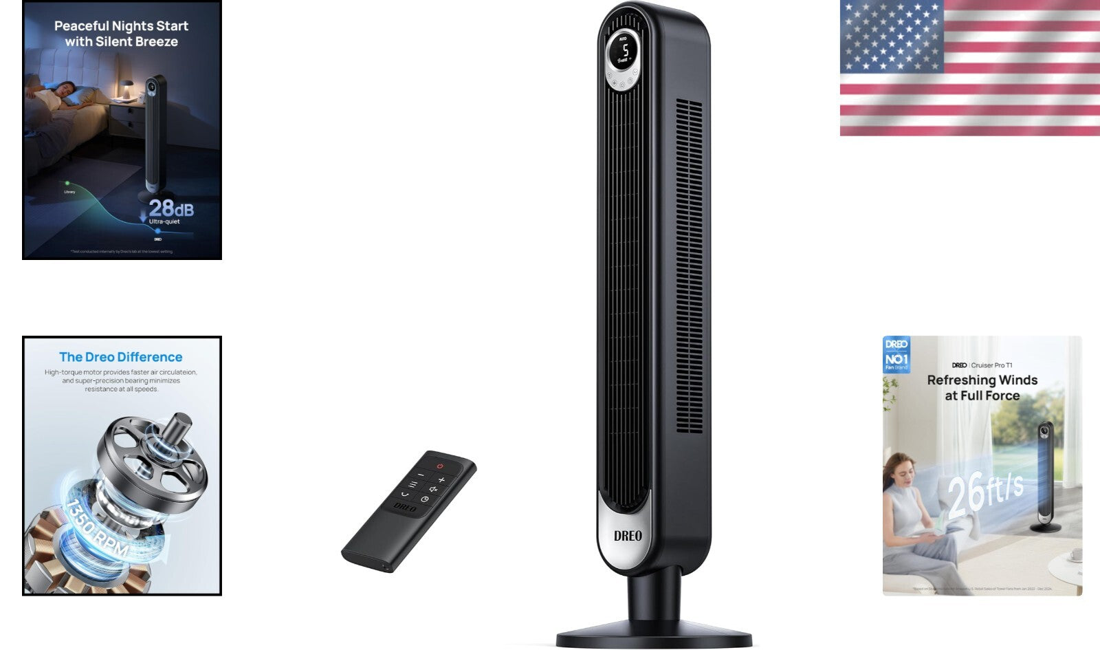 Whisper-Quiet 42'' Tower Fan with 6 Speeds & Remote – Ideal for Bedroom Comfort