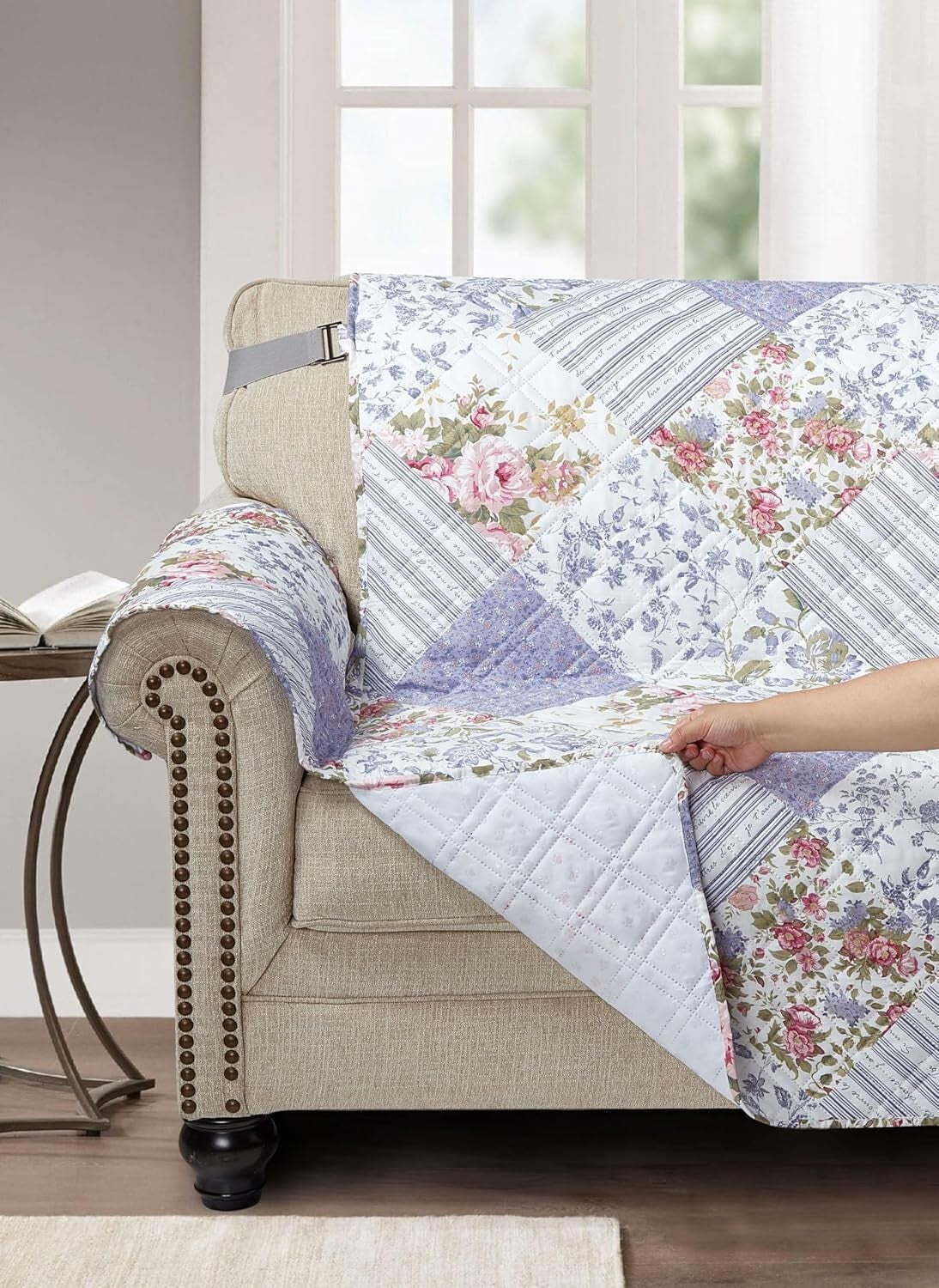 Stylish Rose Violet Recliner Slipcover with Elastic Strap - Kid & Pet Safe