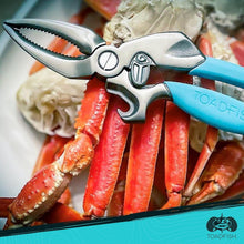 Load image into Gallery viewer, Ergonomic Seafood Tool Set: Crab Cutter, Shrimp Deveiner &amp; Oyster Knife in Blue
