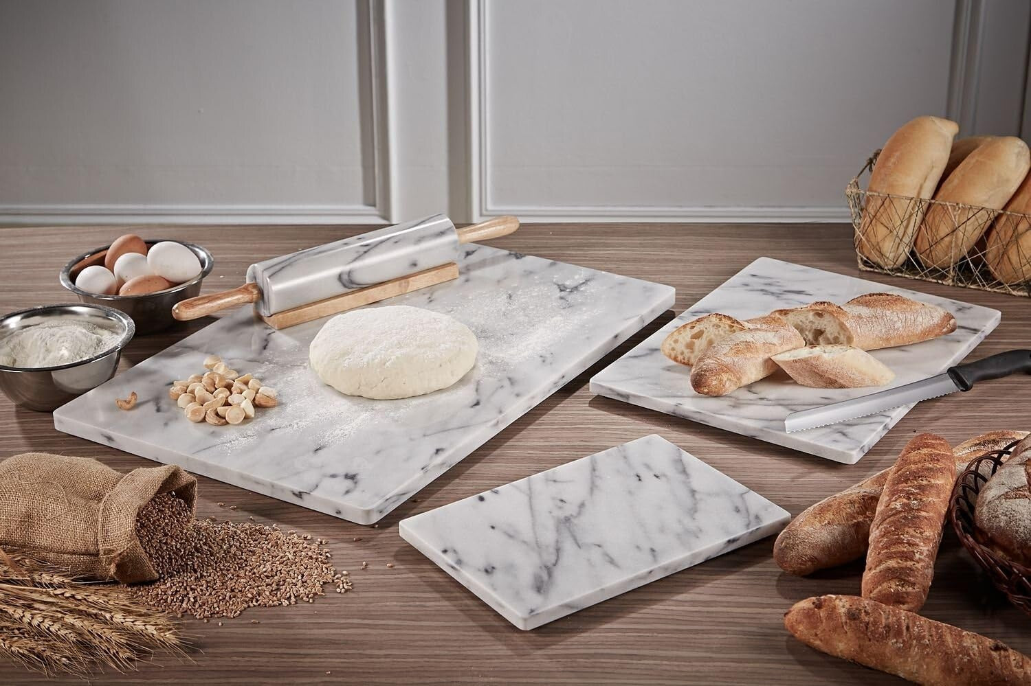 Elegant 16x20 Marble Pastry Board with Non-Slip Stability for Effortless Baking