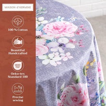 Load image into Gallery viewer, Versatile 69" Round Cotton Tablecloth - Sweet Rose Lavender for Dining &amp; Parties