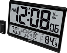 Load image into Gallery viewer, Wireless Outdoor Sensor &amp; Easy-Read Atomic Clock - Battery Powered, 4" Display