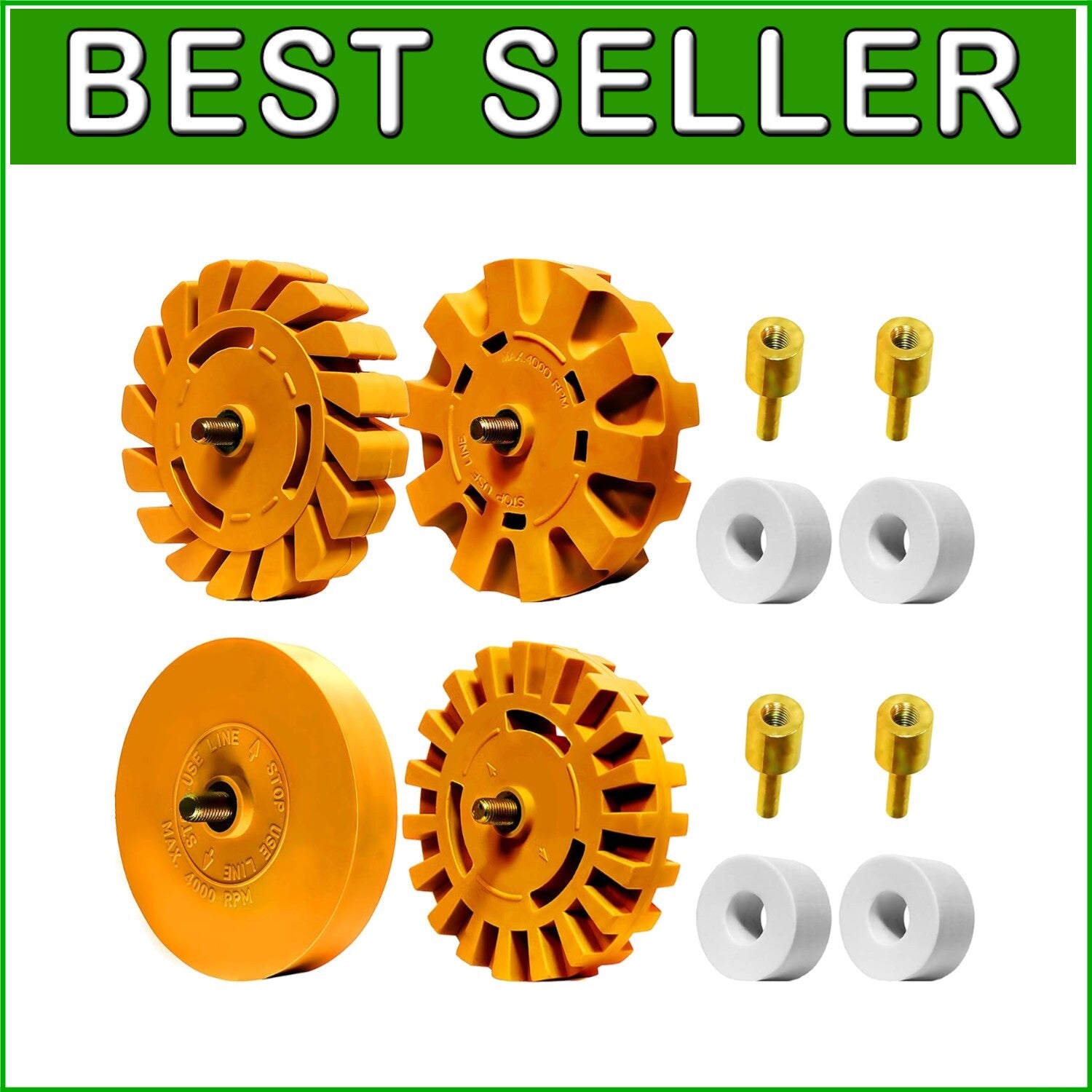 4-Inch Rubber Eraser Wheel - Medium Grit Decal Remover Pad with Drill Adapter