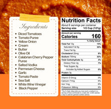 Load image into Gallery viewer, Rich Calabrian Vodka Sauce – Small Batch, Gluten-Free, 25 Oz Jar 4-Pack
