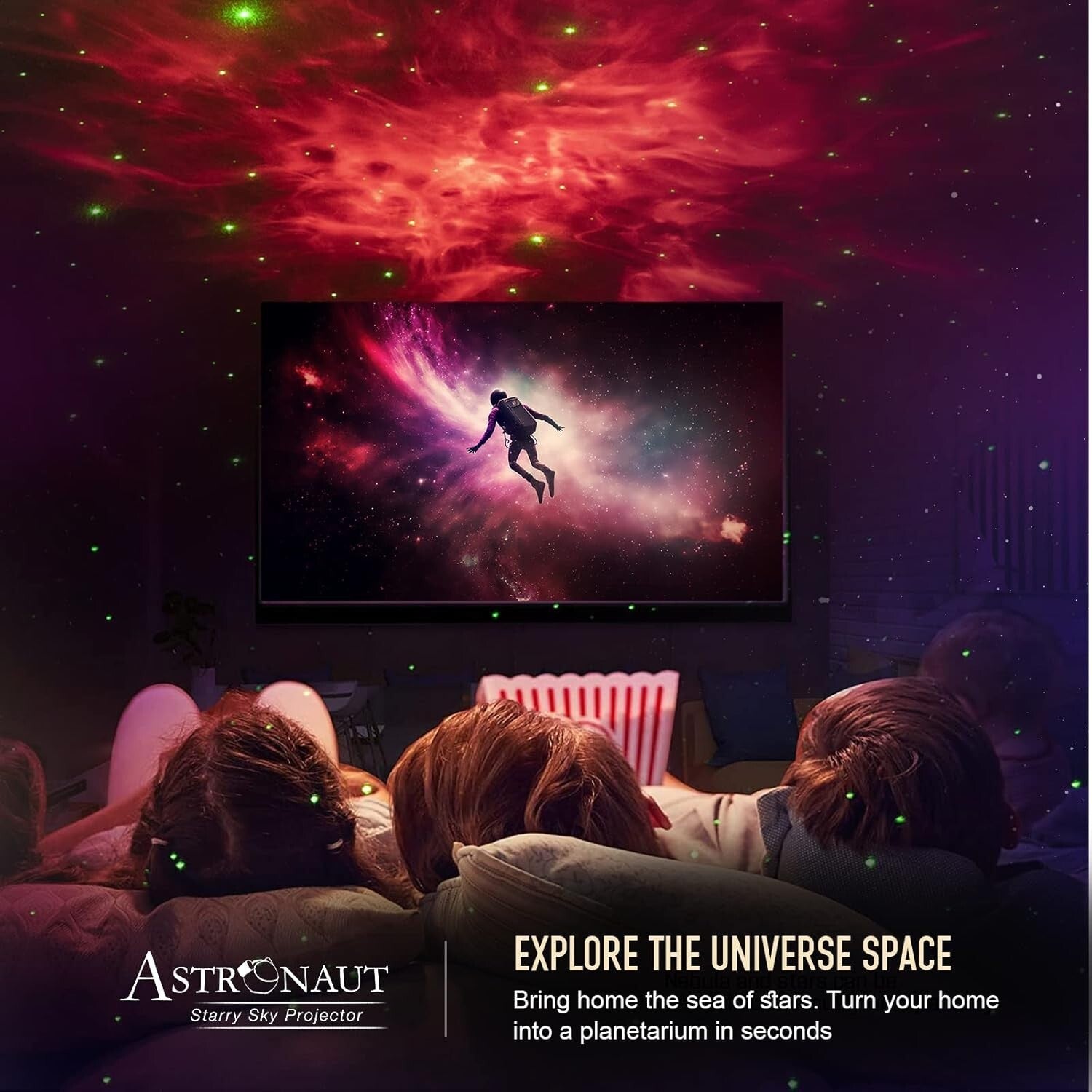 Astronaut Star Projector Night Light with 9 Nebula Effects and Remote Control