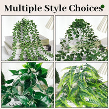 Load image into Gallery viewer, 8-Piece Artificial Ivy and Eucalyptus Hanging Plants in Elegant White Pots