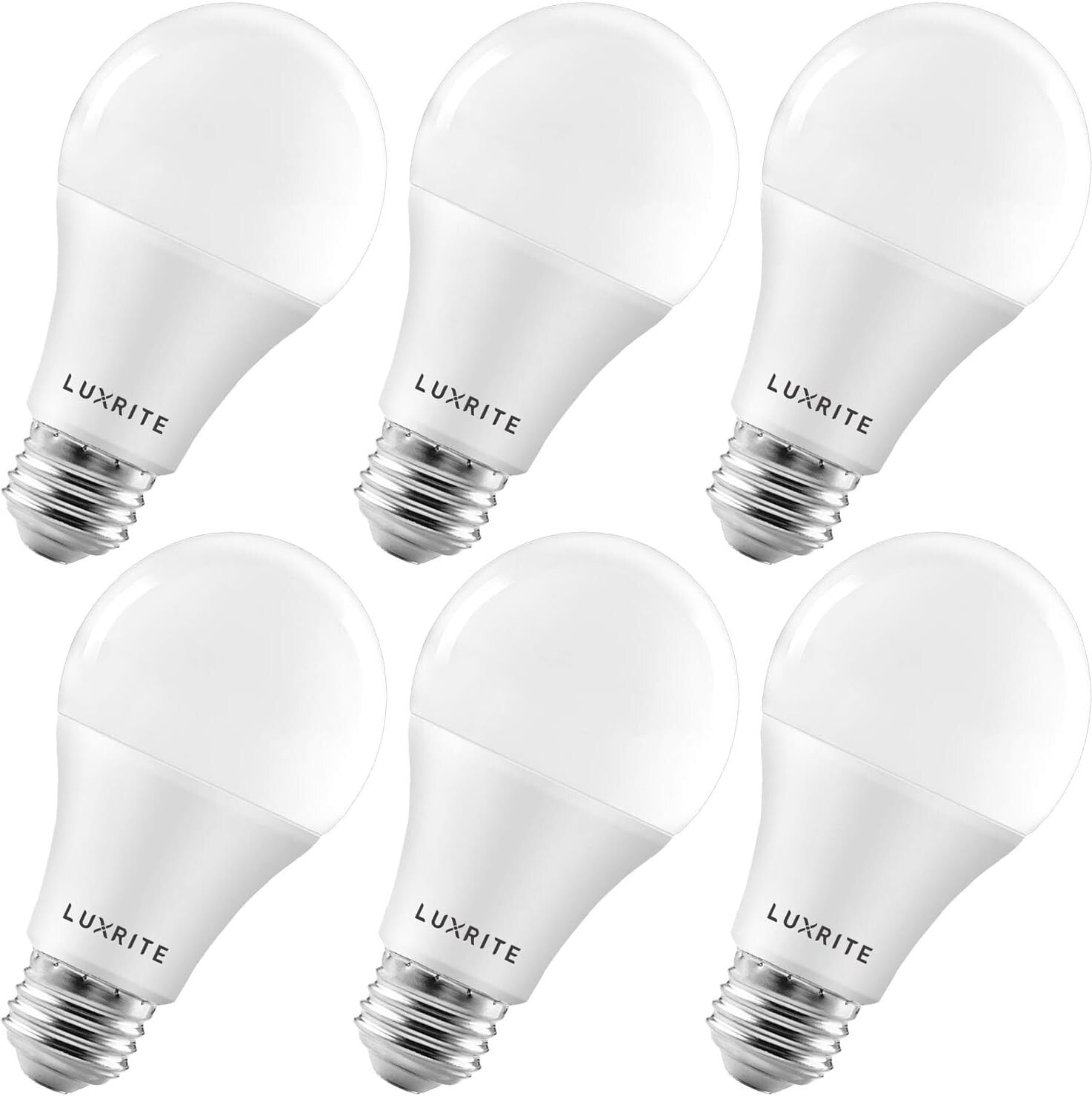6 Pack Dimmable A19 LED Light Bulbs, 3500K Natural White, Enclosed Fixture Rated