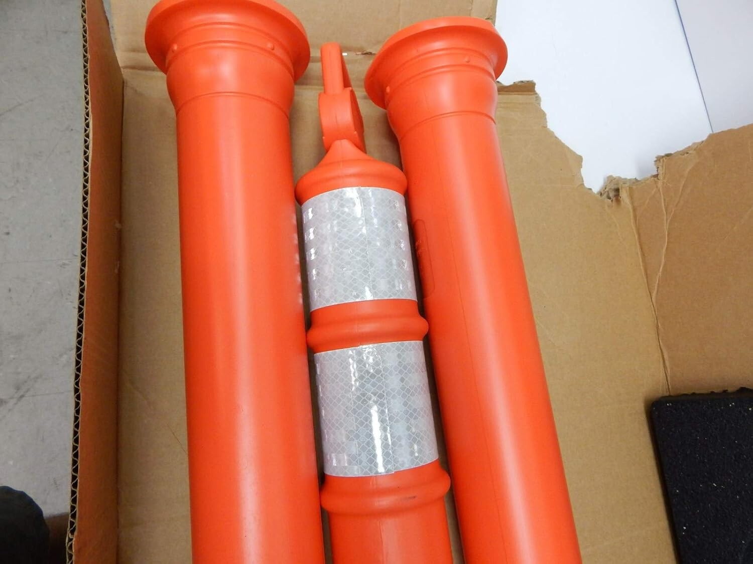 Cortina EZ Grab 45" Orange Delineator Post Kit - 3 Pack with Reflective Collars