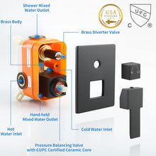 Load image into Gallery viewer, Matte Black Dual Function Wall Mount Shower Valve with Pressure Balance Control