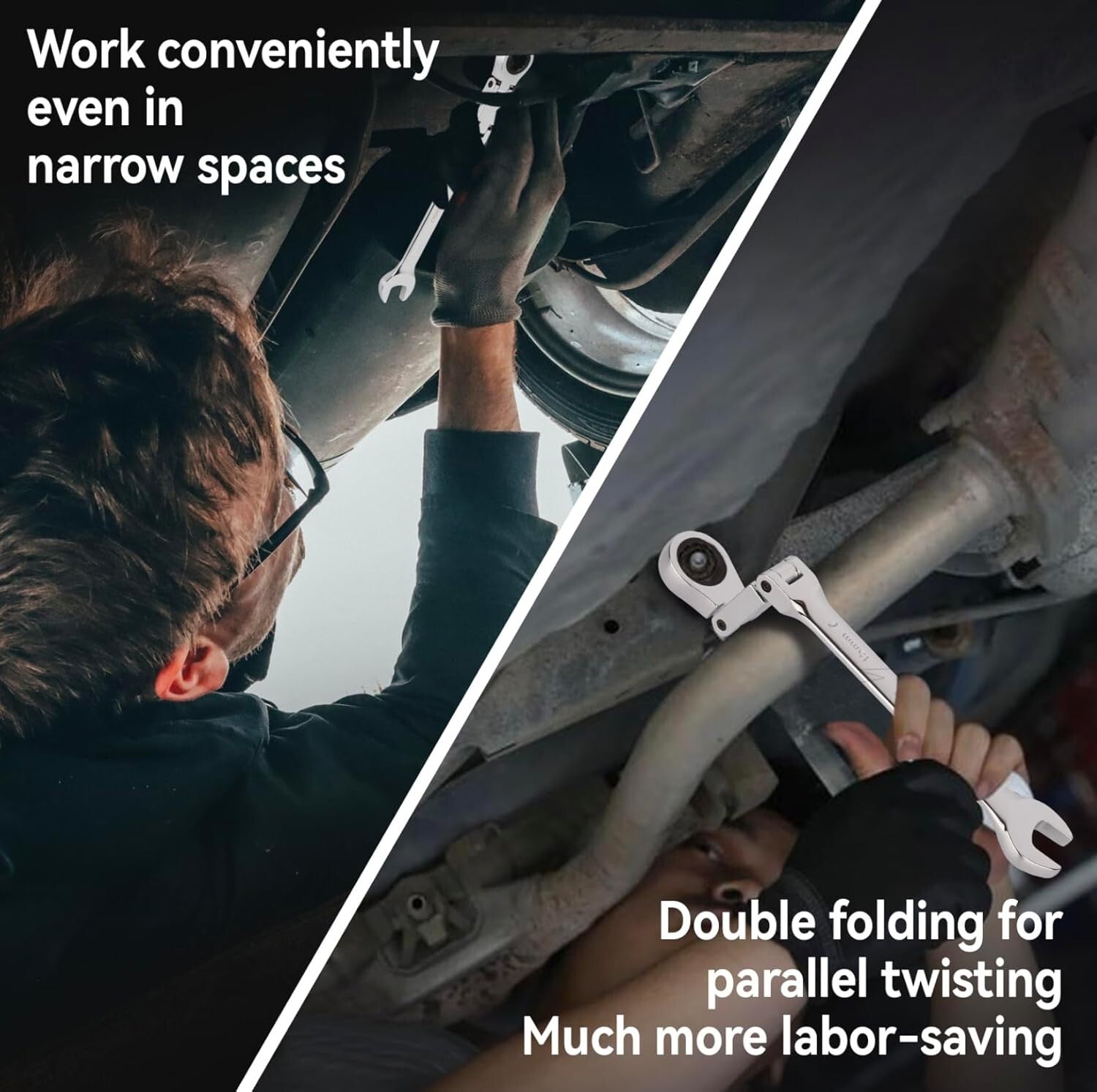 Versatile Chrome Vanadium Ratcheting Wrench Set - 25 PCS with Double Joints