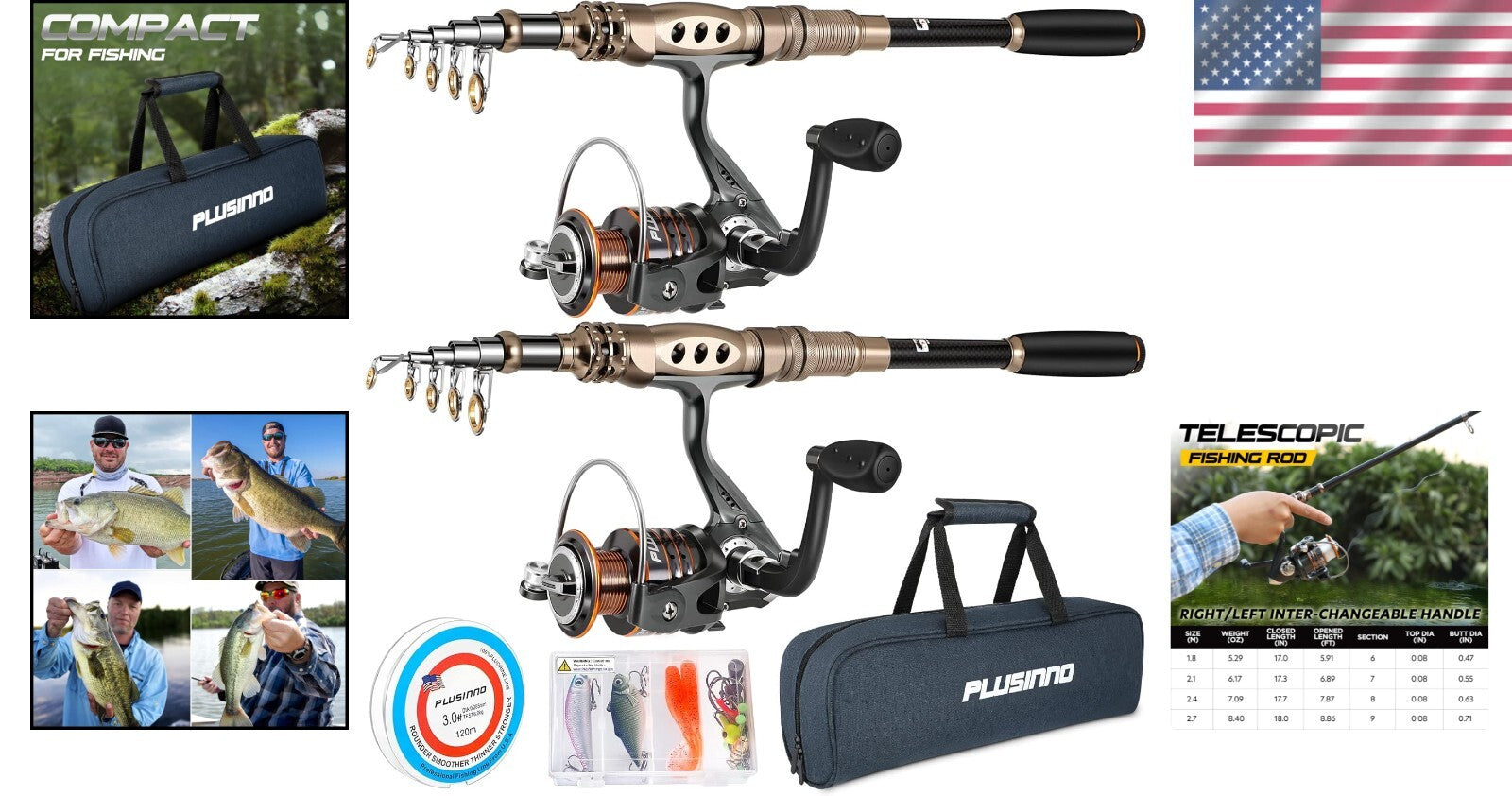 All-in-One Fishing Rod & Reel Combo - Telescopic Carbon Fiber Set with Carrier