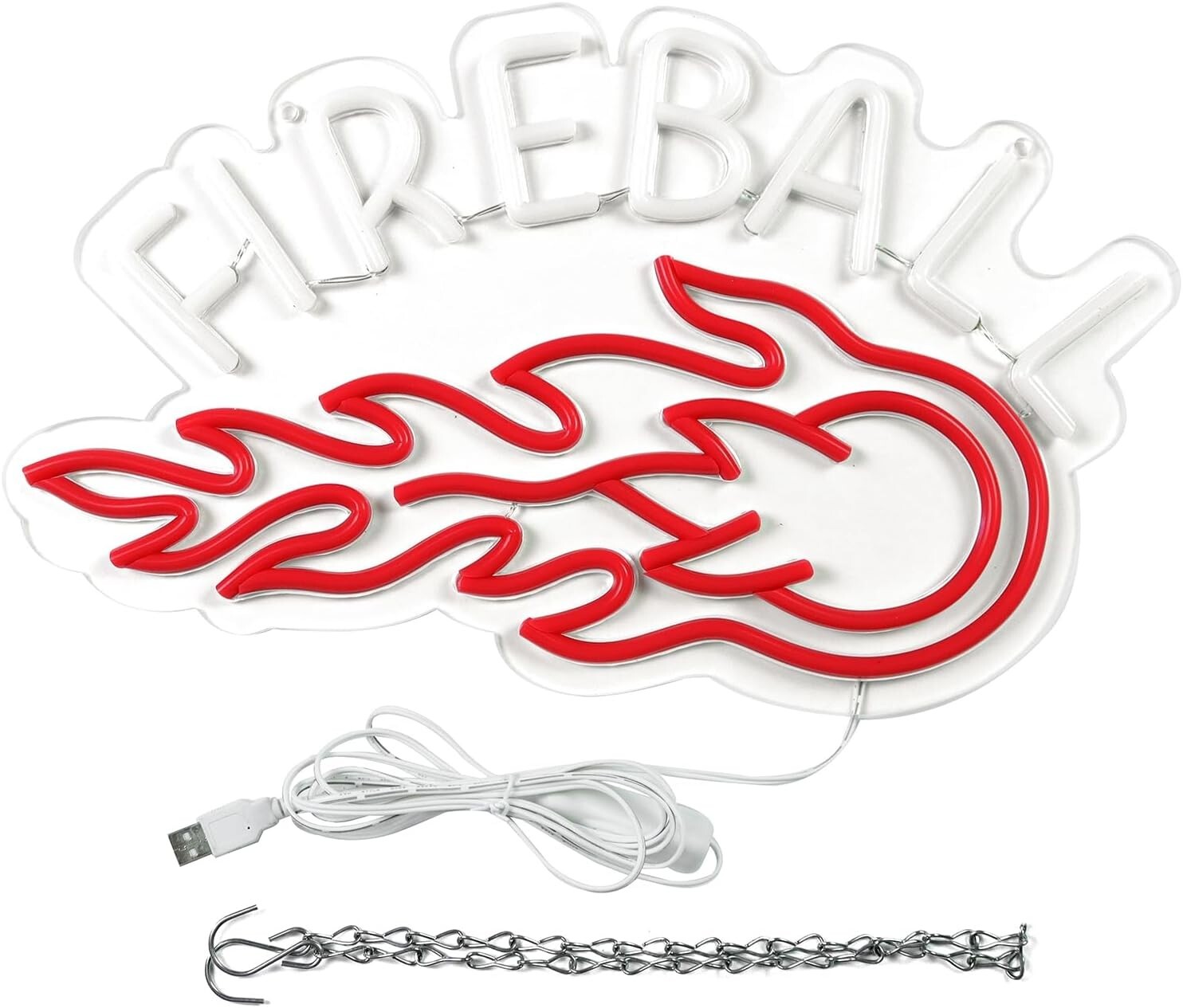 Classic FIREBALL Whiskey Neon Light - Decorative Bar Sign for Home & Office