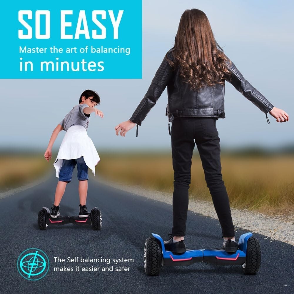 Durable Self-Balancing 8.5" Hoverboard with Bluetooth Speakers and LED Lights