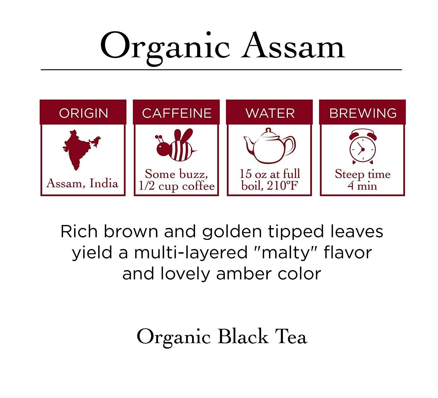 Delicious Organic Assam Whole Leaf Black Tea in Eco-Friendly Sachets, 100 Count
