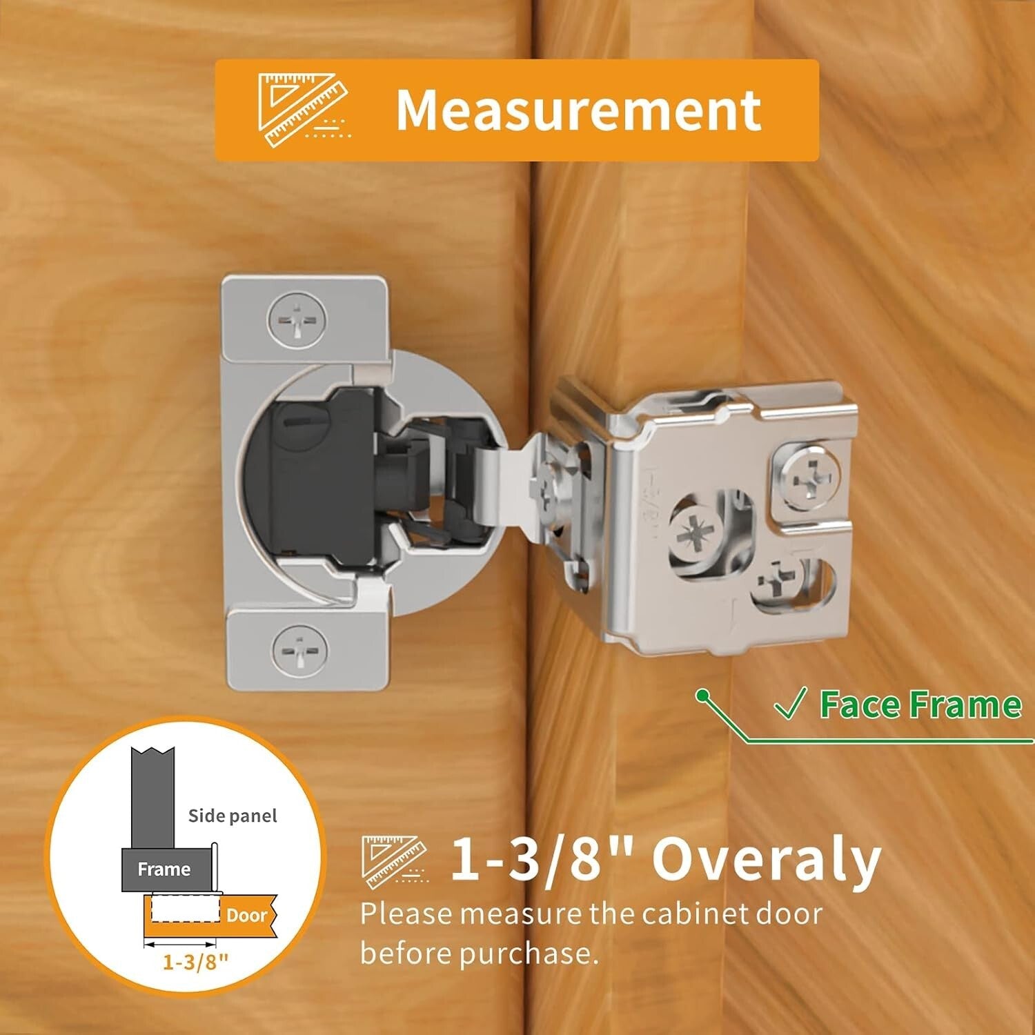 Durable 50 Pack 1-3/8" Satin Nickel Soft Close Cabinet Hinges & Accessories