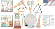 Load image into Gallery viewer, Neutral Colors Wooden Musical Toy Set for Kids - Xylophone, Tambourine &amp; More