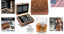 Load image into Gallery viewer, Whisky Glass Set with Stainless Steel Stones and Coasters - Ideal Romantic Gift