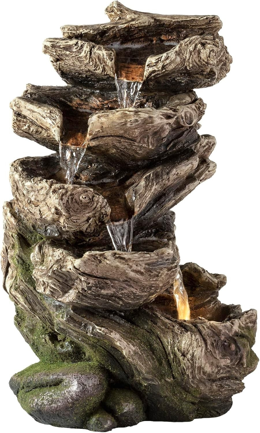 Elegant 5-Tier Indoor Tabletop Water Fountain with LED Lights - 11" Brown