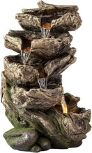 Load image into Gallery viewer, Elegant 5-Tier Indoor Tabletop Water Fountain with LED Lights - 11" Brown