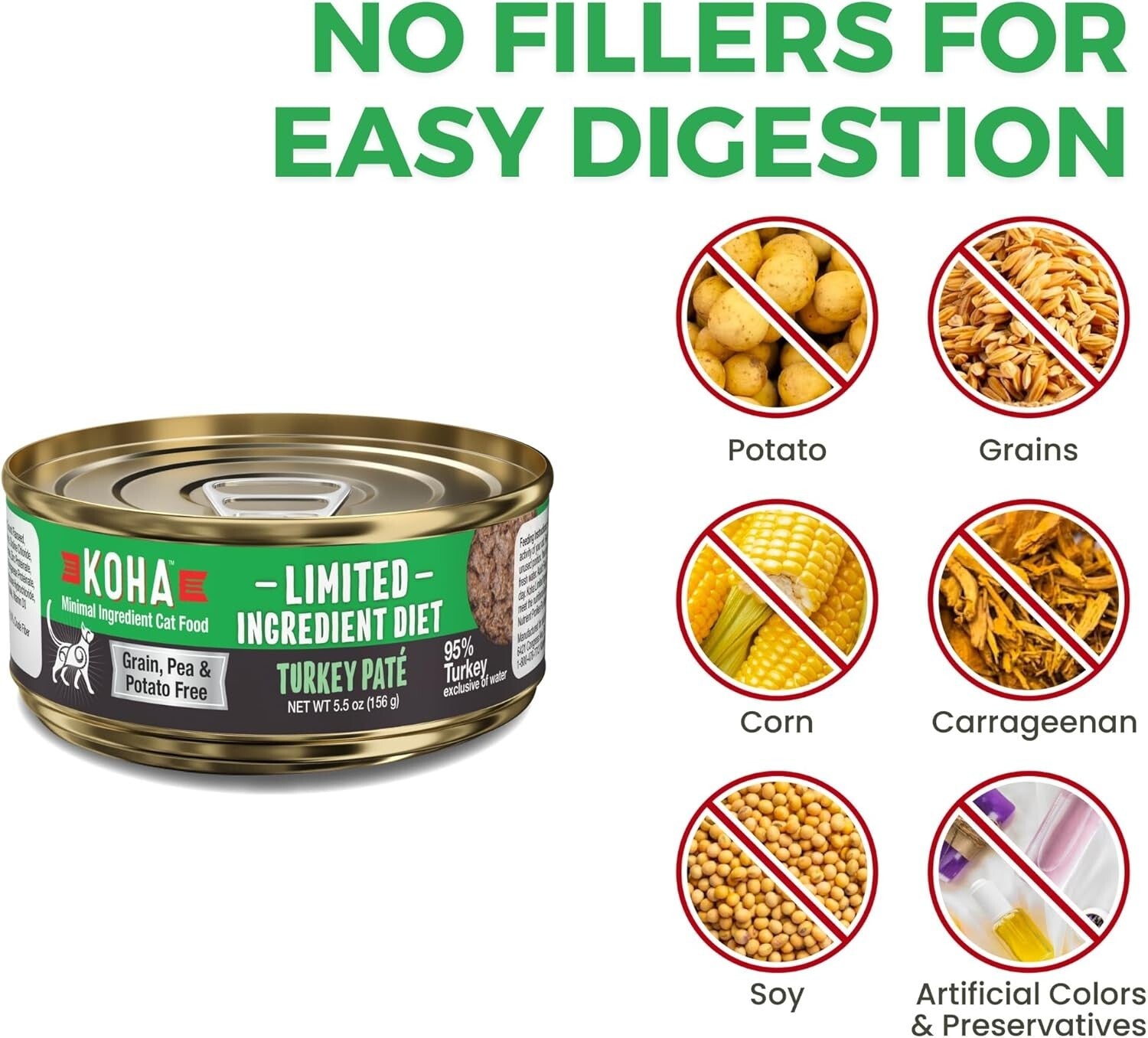 Grain-Free Turkey Pate Cat Food - Limited Ingredient Diet for Sensitive Stomachs