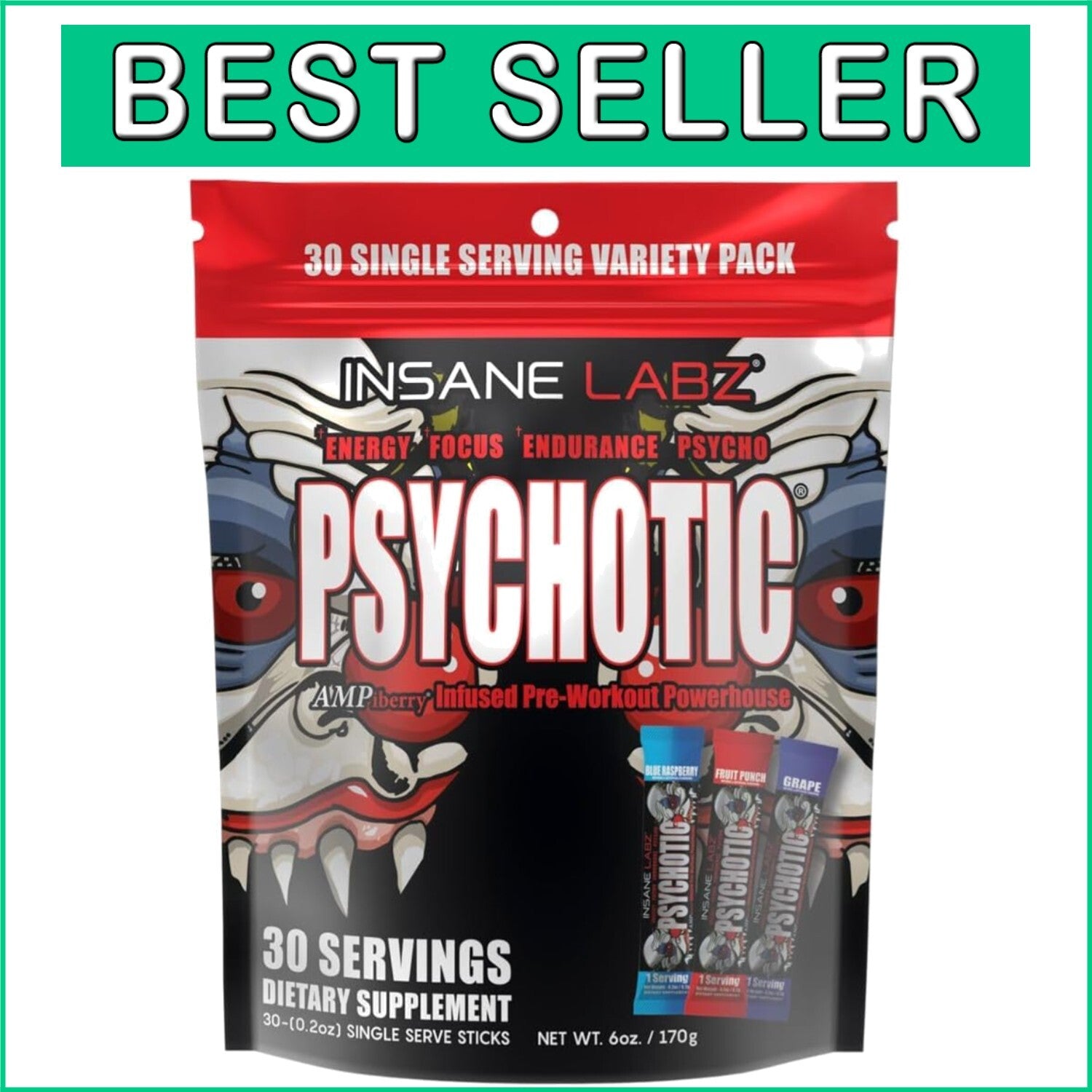 Extreme Energy & Endurance Vegan Pre Workout Powder - 30 Servings, Variety Pack