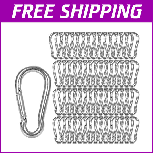 Portable 60-Pack M8 Carabiners with Screw Lock - Ideal for Camping and Hiking