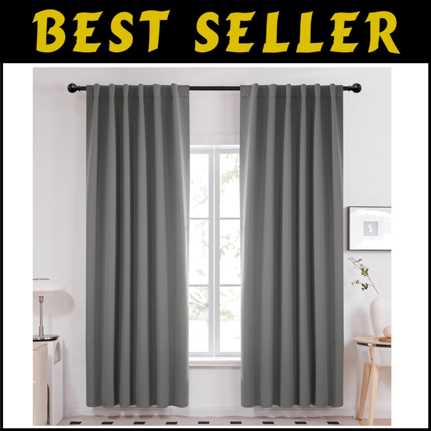 Versatile Blackout Drapes - Light Grey 52x95 Curtains with Dual Hanging Options