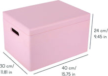 Load image into Gallery viewer, Large Pink Wooden Storage Box with Hinged Lid – Elegant Organization Solution