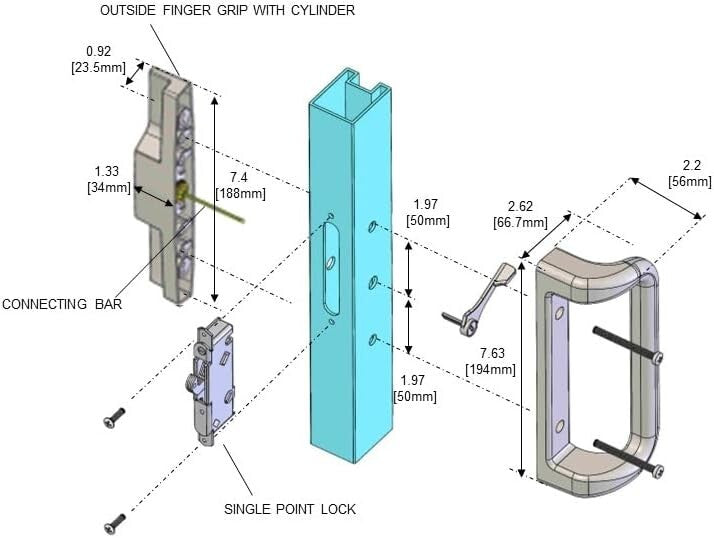 Aluminum Patio Sliding Door Handle Set with Mortise Lock - Attractive Design