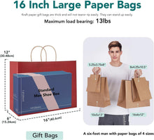 Load image into Gallery viewer, Elegant Red Kraft Gift Bags - 50 Pack, 16x6x12, Perfect for Parties &amp; Retail