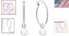 Load image into Gallery viewer, Stylish Hoop Earrings in Real 925 Silver with Simulated Pearl - Comfortable Fit