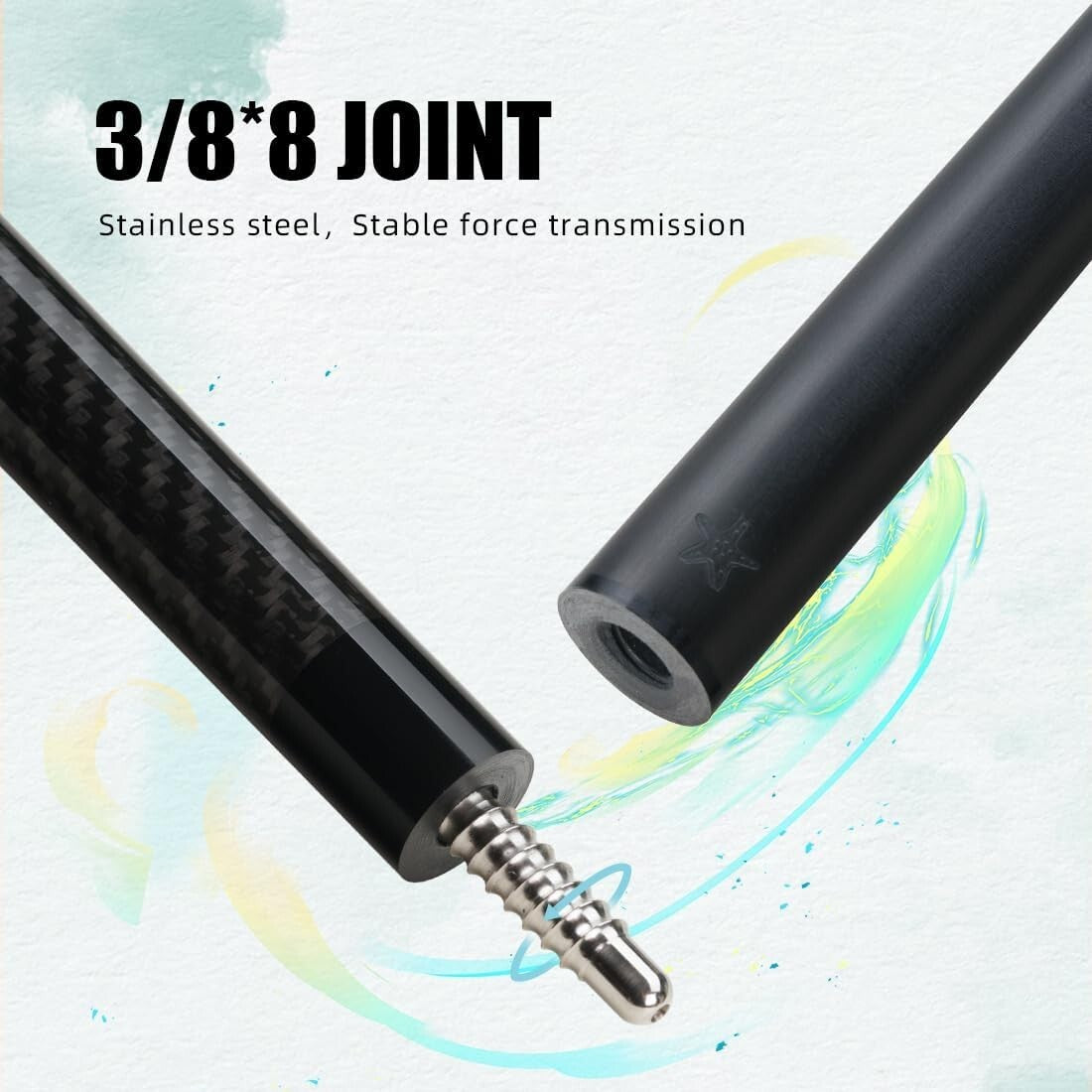 58-Inch Adjustable Pool Cue Stick - Low Deflection with Joint Protector and Case